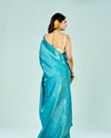 Mohey Women Elegant Blue Saree with Unstitch Blouse