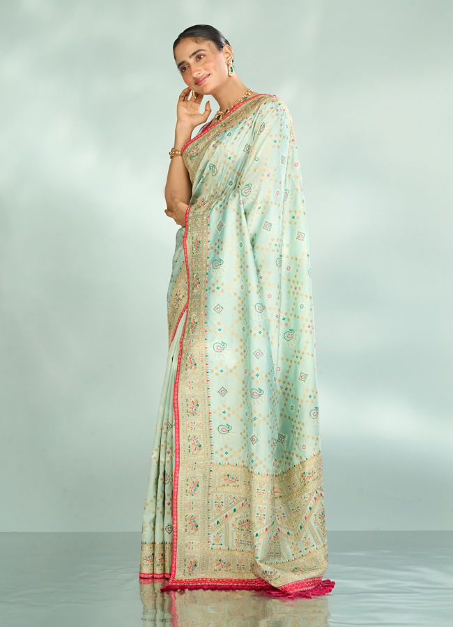 Mohey Women Sea Green Festive Saree