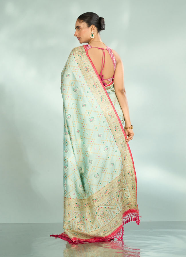 Mohey Women Sea Green Festive Saree