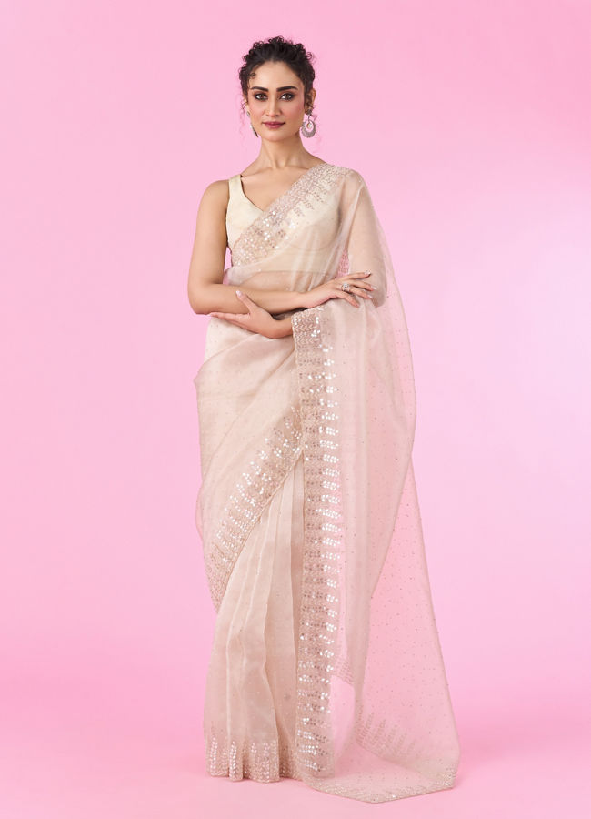 Mohey Women Fawn Elegance Organza Saree