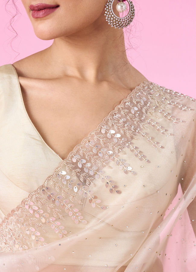 Mohey Women Fawn Elegance Organza Saree