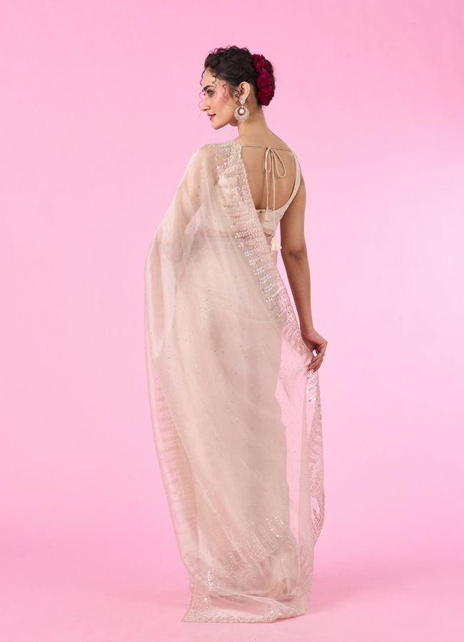 Mohey Women Fawn Elegance Organza Saree