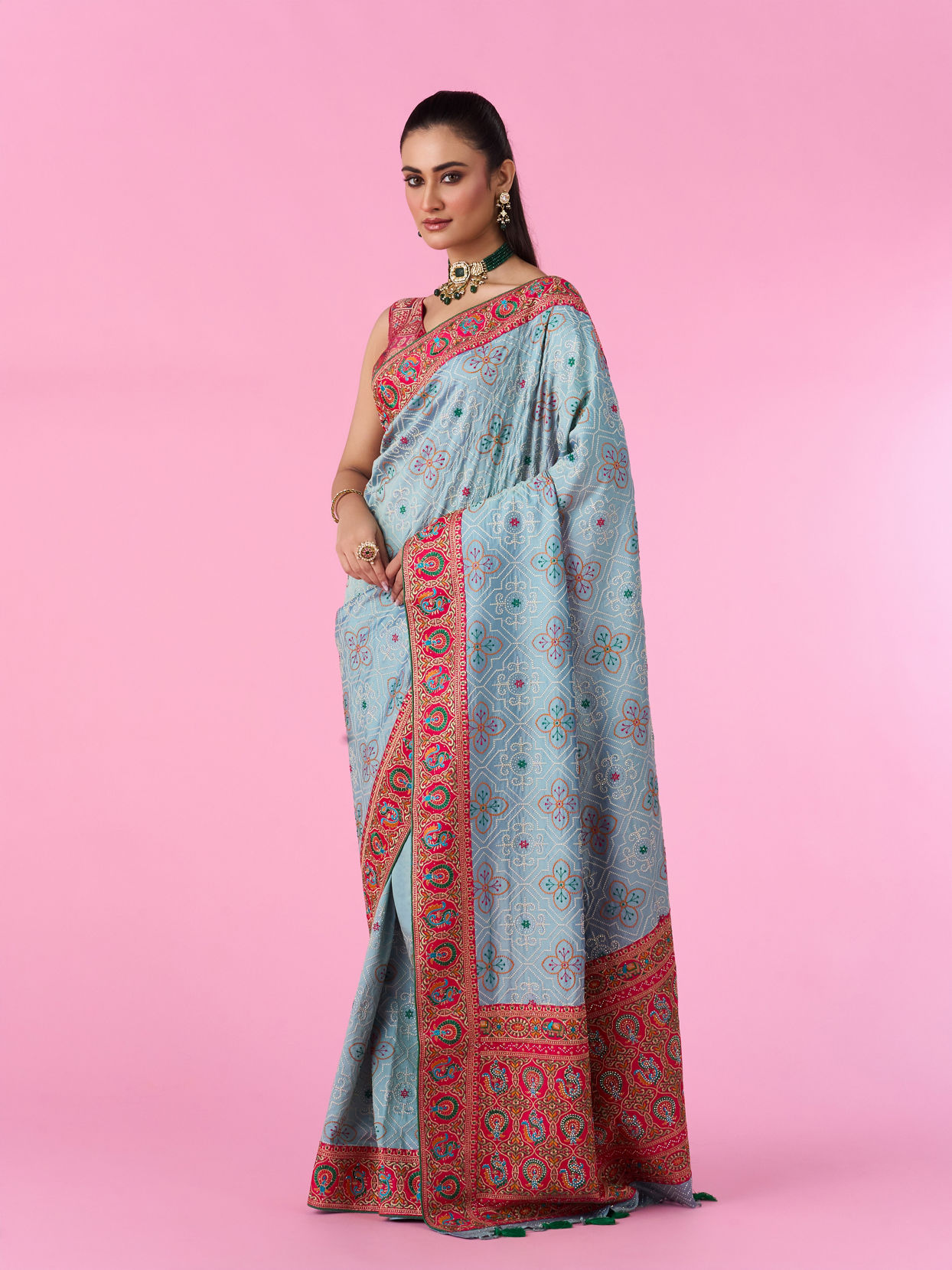 Mohey Women Sea Green Elegance Saree