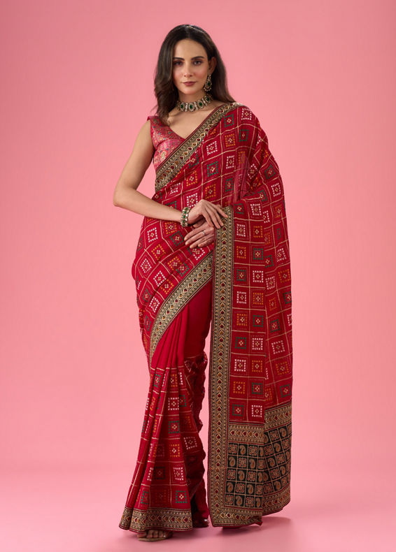 Mohey Women Radiant Red Saree