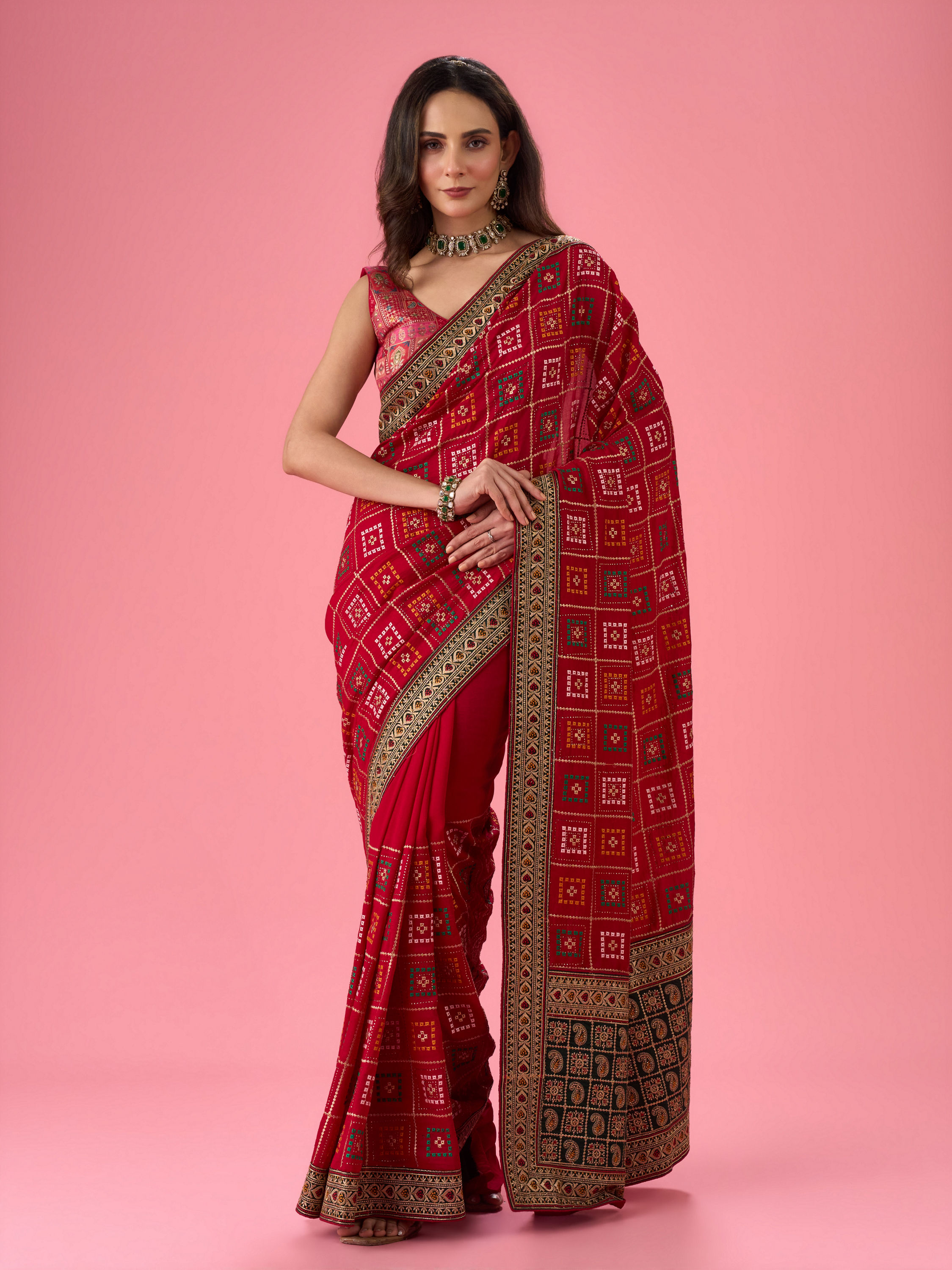 Mohey Women Radiant Red Saree