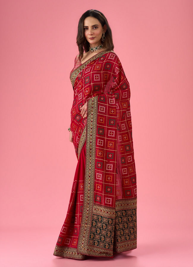 Mohey Women Radiant Red Saree