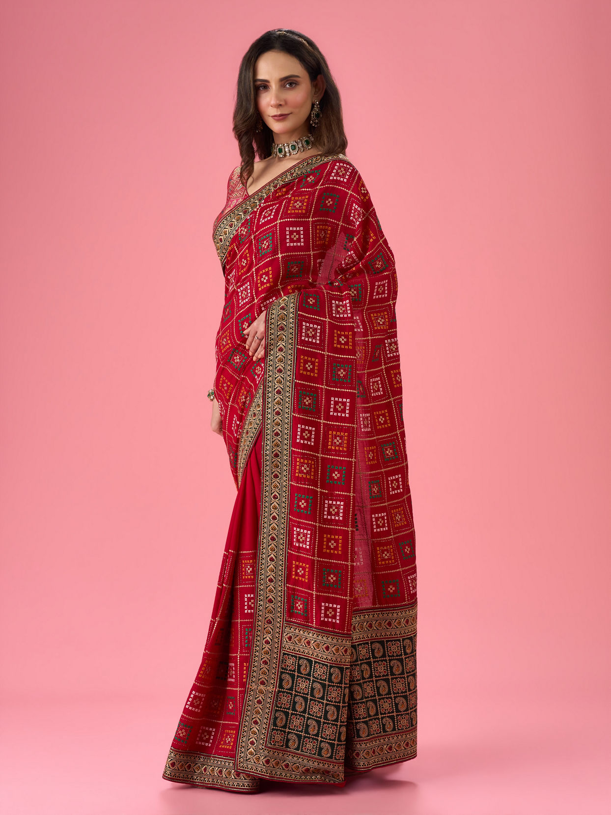 Mohey Women Radiant Red Saree