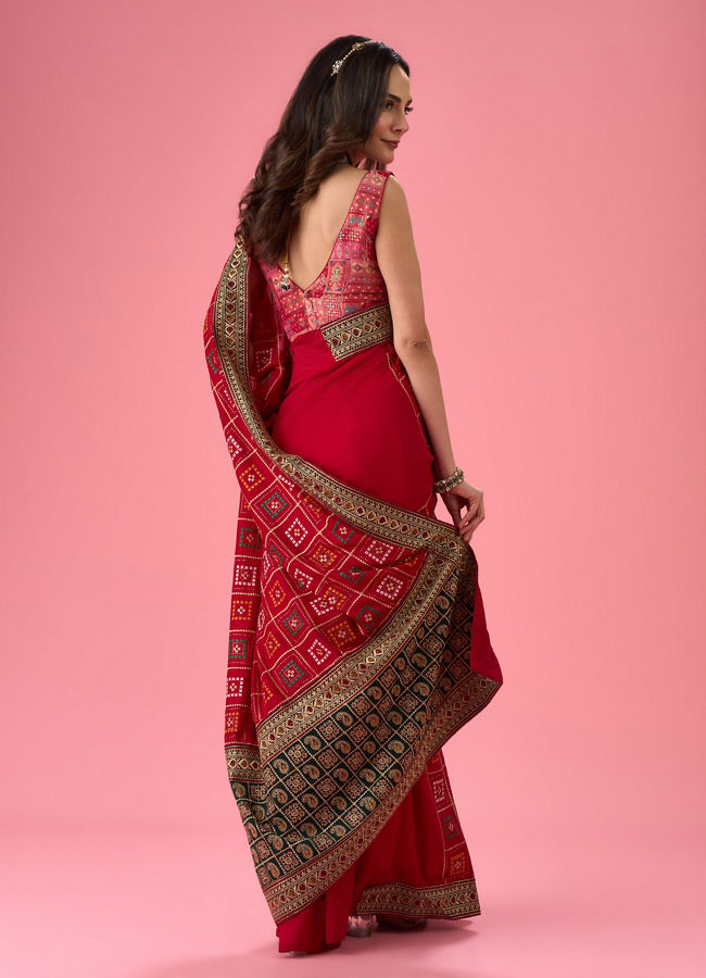 Mohey Women Radiant Red Saree