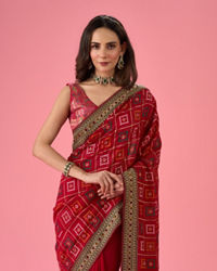 Mohey Women Radiant Red Saree