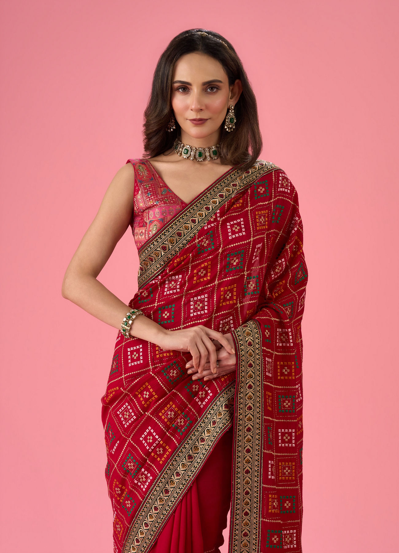 Mohey Women Radiant Red Saree