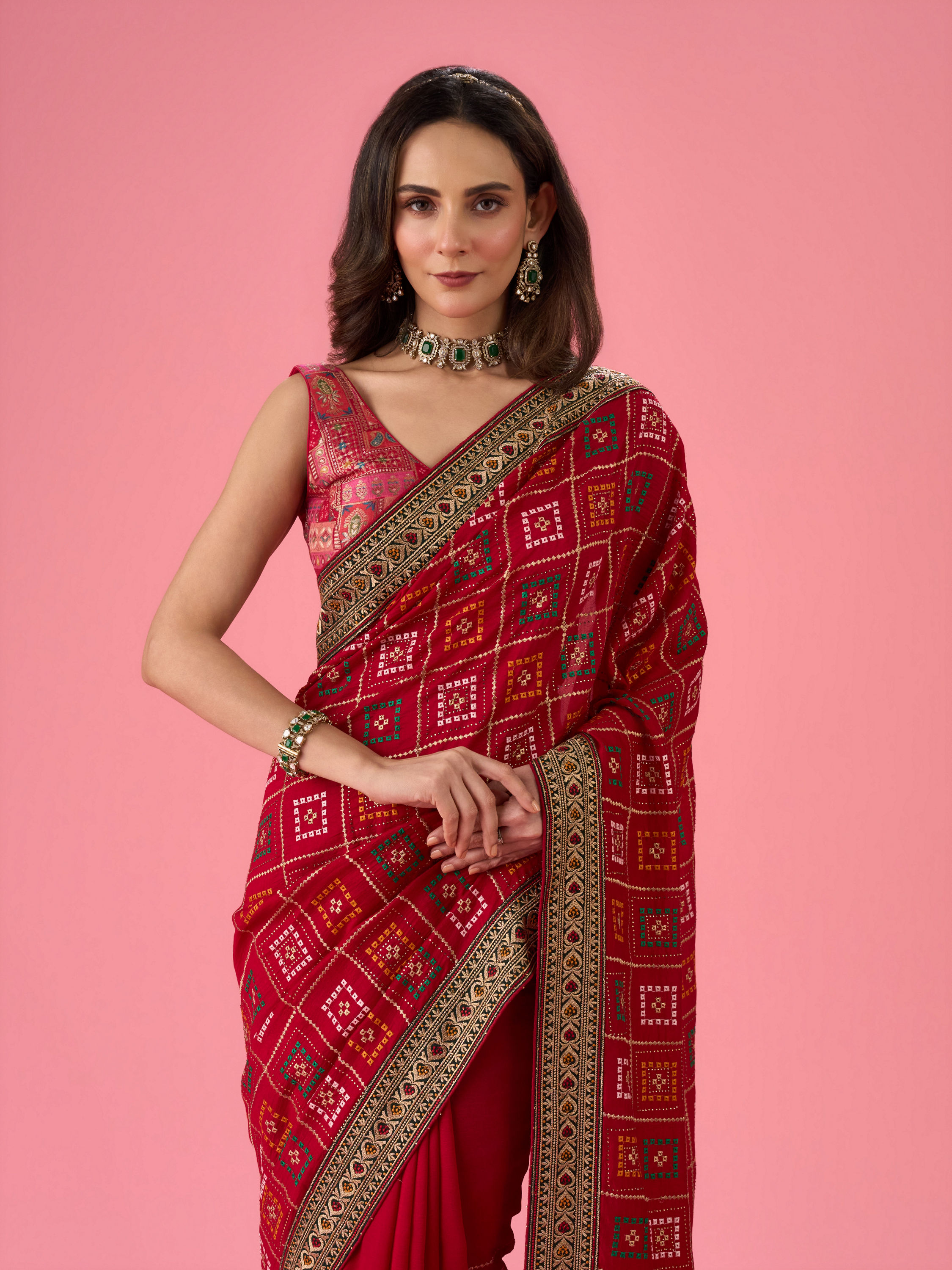 Mohey Women Radiant Red Saree