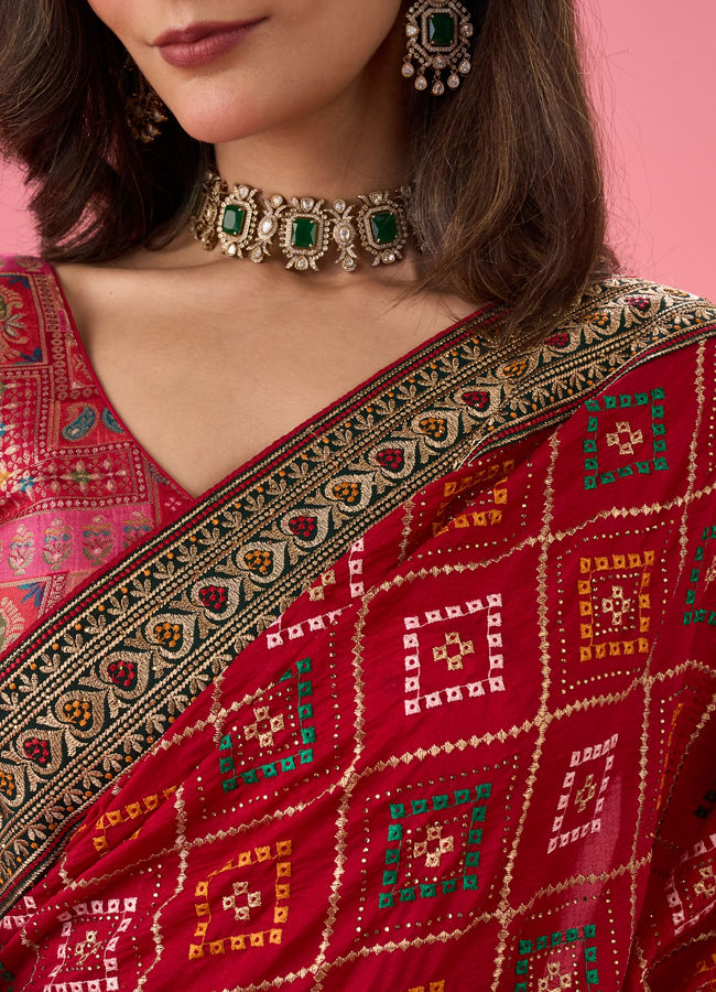 Mohey Women Radiant Red Saree