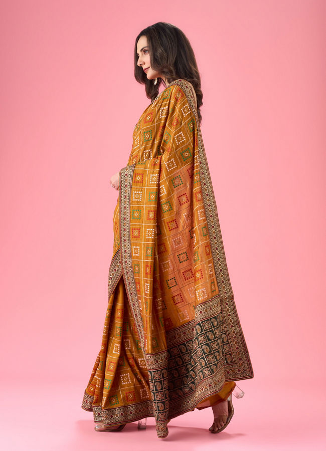 Mohey Women Radiant Mustard Yellow Saree