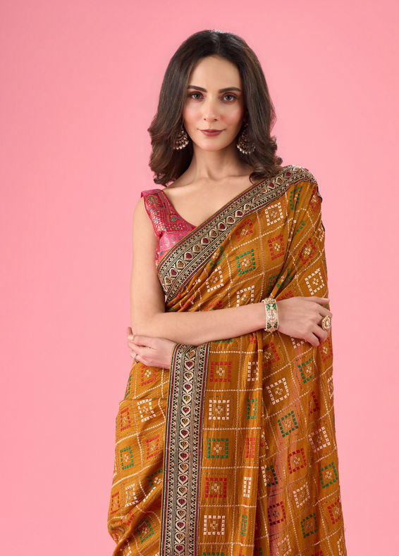 Mohey Women Radiant Mustard Yellow Saree