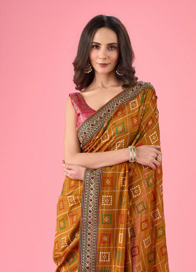 Mohey Women Radiant Mustard Yellow Saree
