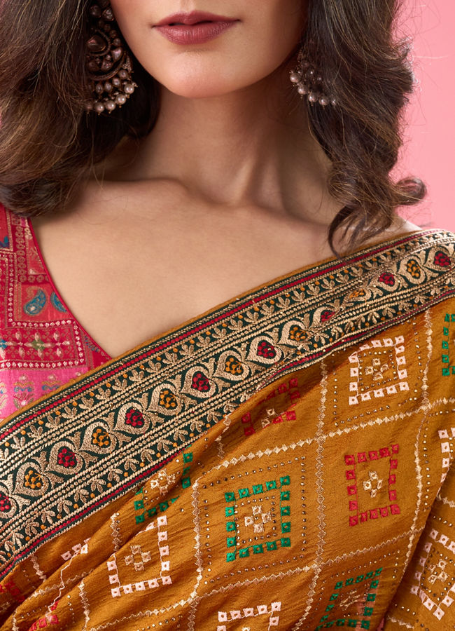 Mohey Women Radiant Mustard Yellow Saree