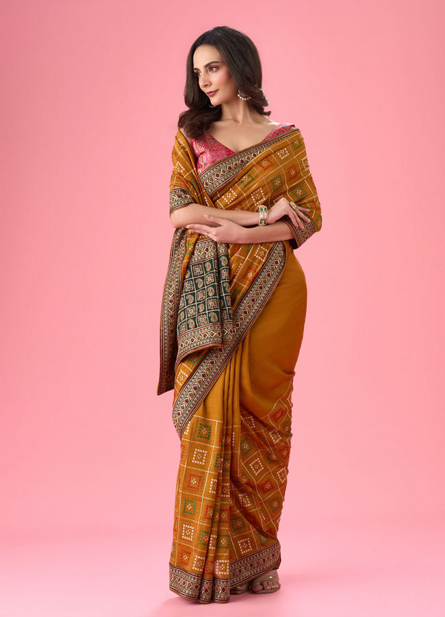Mohey Women Radiant Mustard Yellow Saree