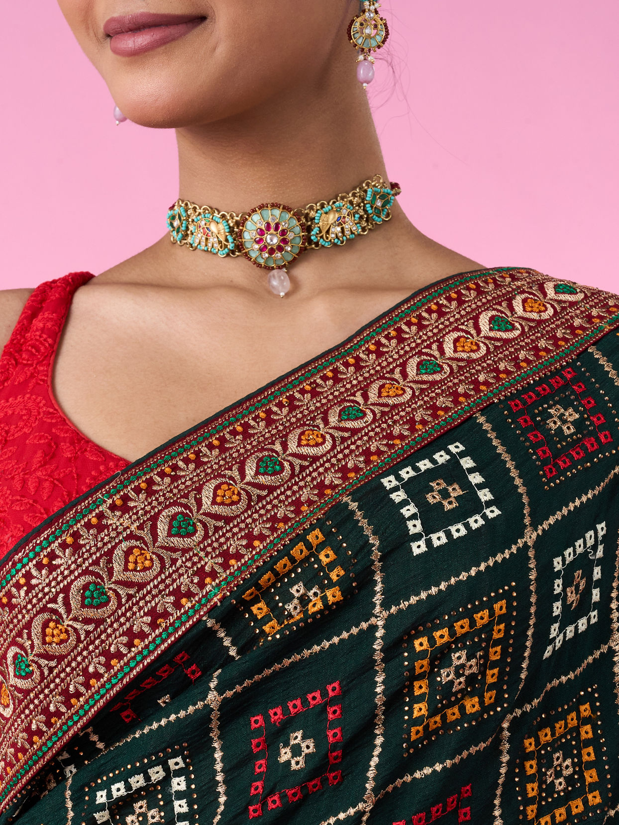 Mohey Women Bottle Green Euphoria Saree