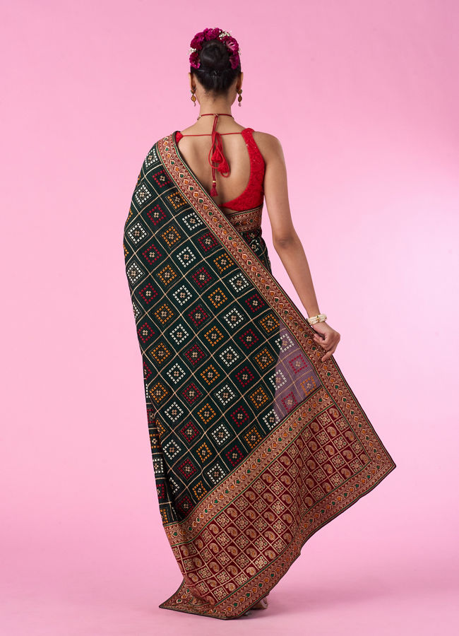 Mohey Women Bottle Green Euphoria Saree
