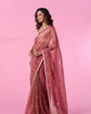Mohey Women Pink Organza Saree