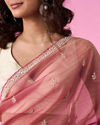 Mohey Women Pink Organza Saree