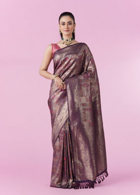 Mohey Women Wine Enchantment Banarasi Saree