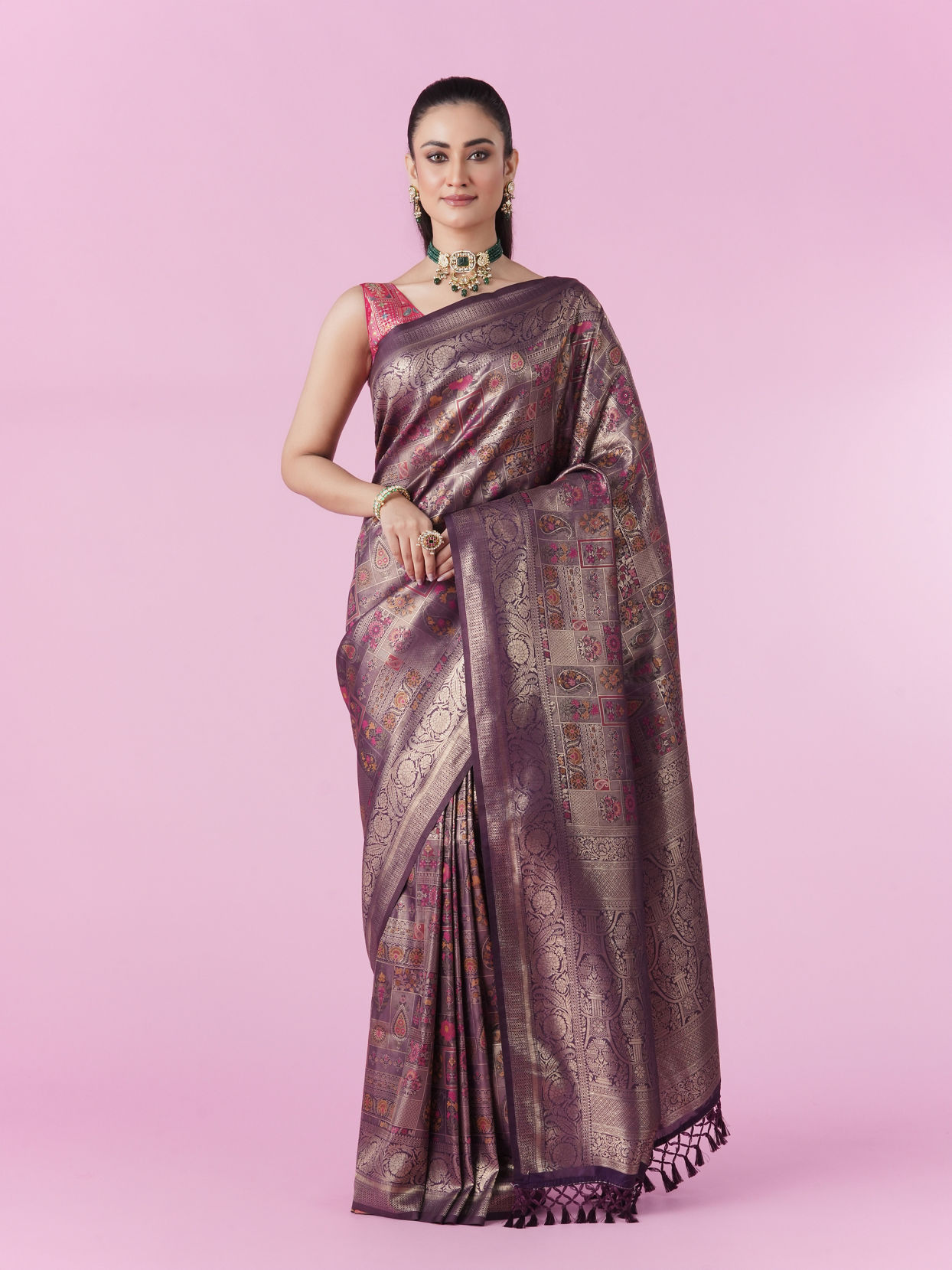 Mohey Women Wine Enchantment Banarasi Saree