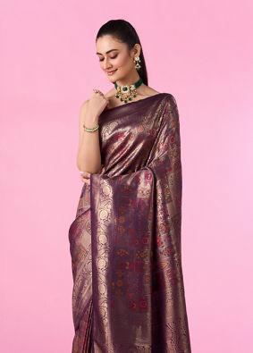 Mohey Women Wine Enchantment Banarasi Saree