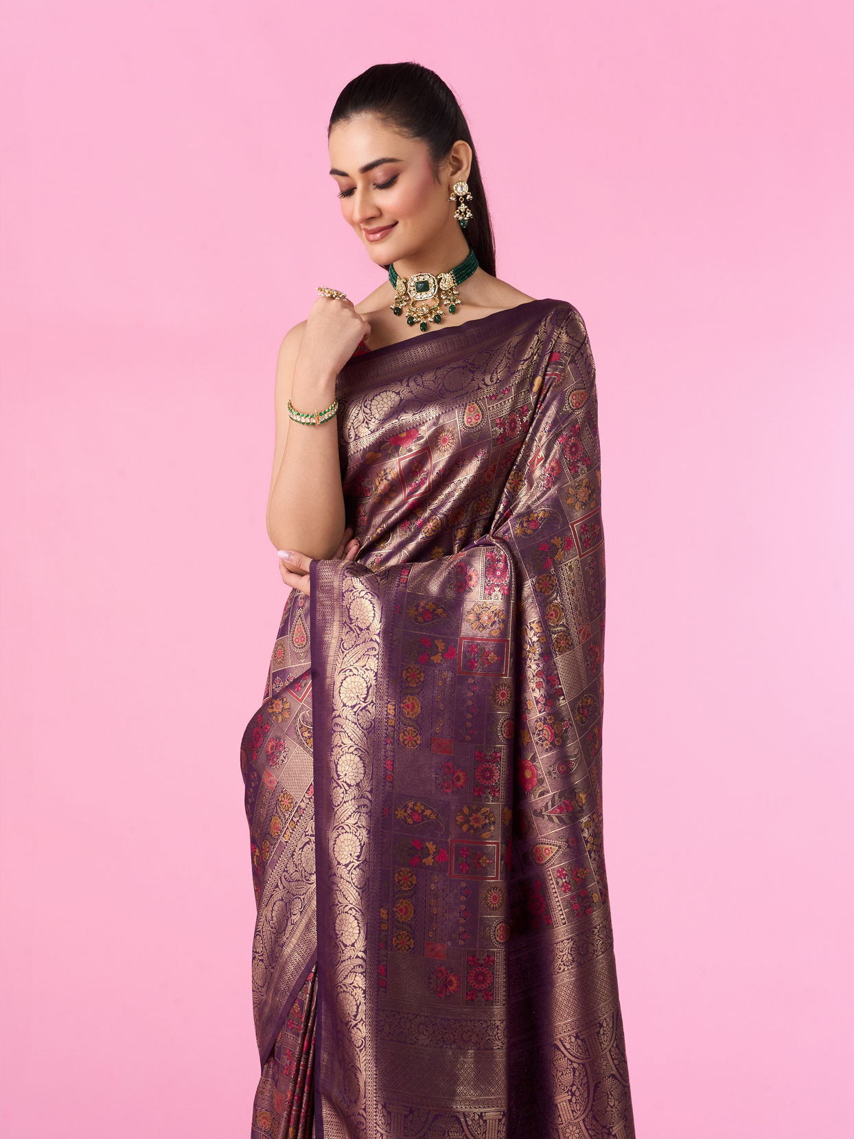 Mohey Women Wine Enchantment Banarasi Saree