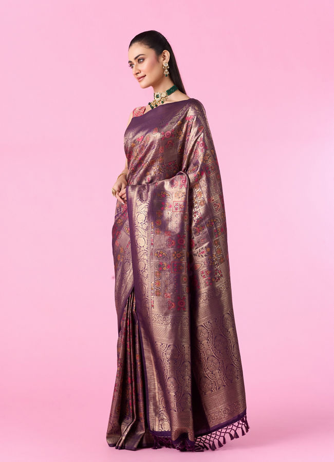 Mohey Women Wine Enchantment Banarasi Saree