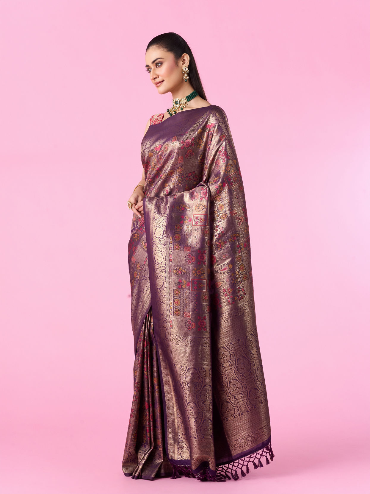 Mohey Women Wine Enchantment Banarasi Saree