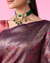 Mohey Women Wine Enchantment Banarasi Saree