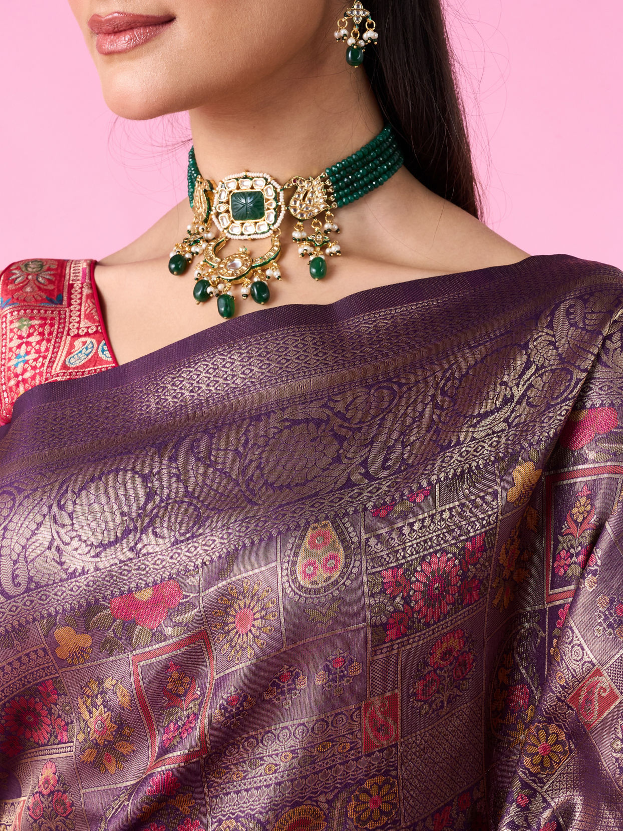 Mohey Women Wine Enchantment Banarasi Saree