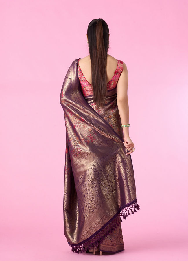 Mohey Women Wine Enchantment Banarasi Saree