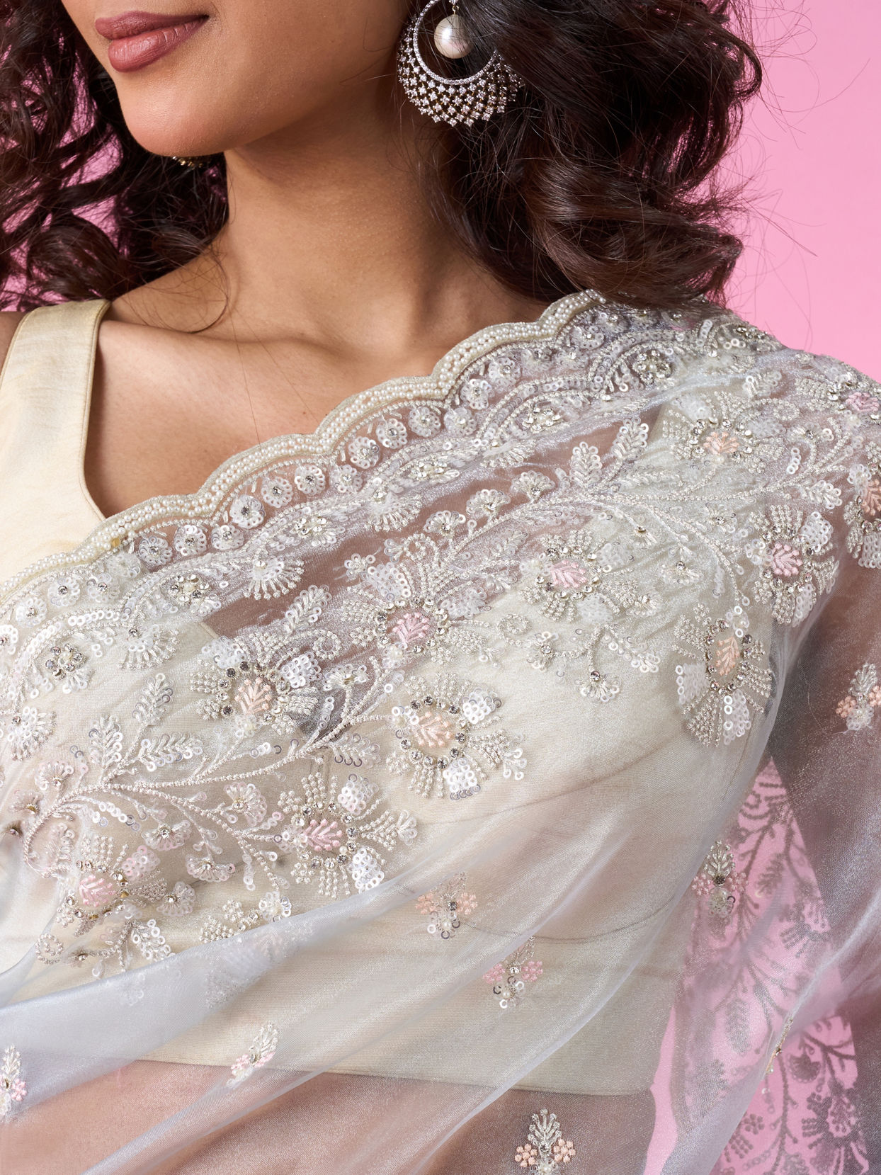 Mohey Women Radiant Light Blue Organza Saree