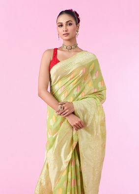 Mohey Women Pista Green Elegance Saree