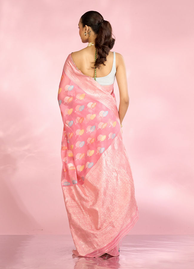 Mohey Women Enchanting Pink Elegance Saree