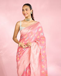 Mohey Women Enchanting Pink Elegance Saree