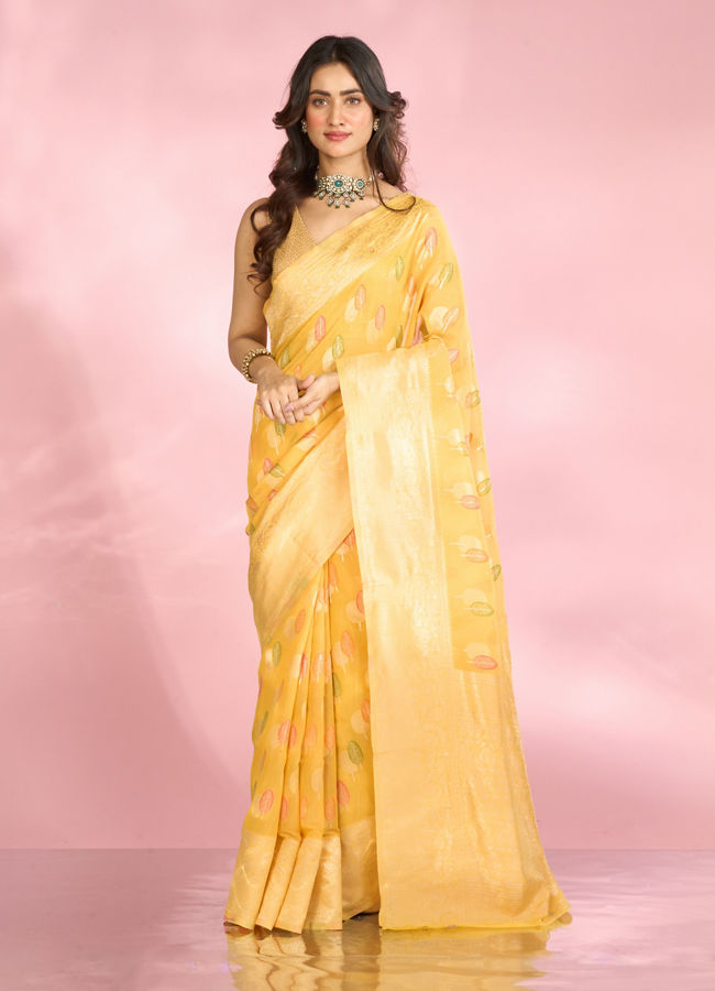 Mohey Women Radiant Yellow Elegance Saree