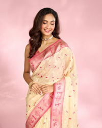 Mohey Women Elegant Rani Pink Saree