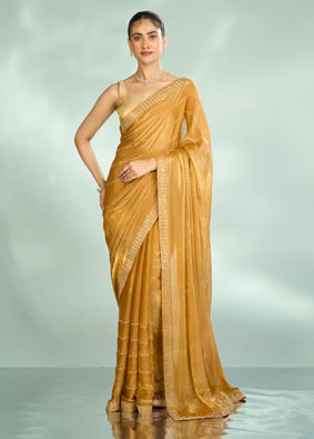 Mohey Women Mustard Yellow Organza Glory Saree