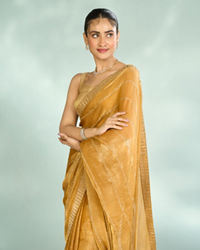 Mohey Women Mustard Yellow Organza Glory Saree