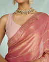 Mohey Women Dusty Pink Organza Saree