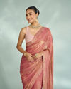 Mohey Women Dusty Pink Organza Saree