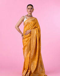 Mohey Women Radiant Mustard Yellow Banarasi Saree