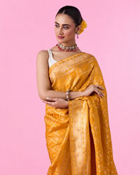 Mohey Women Radiant Mustard Yellow Banarasi Saree
