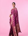 Mohey Women Wine Elegance Banarasi Saree