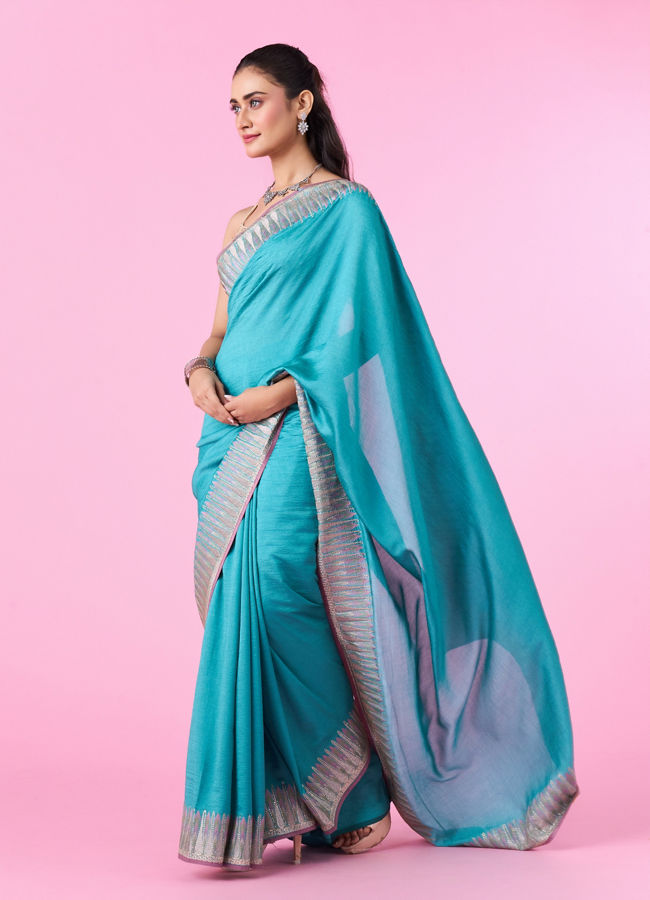 Mohey Women Aqua Elegance Art Silk Saree