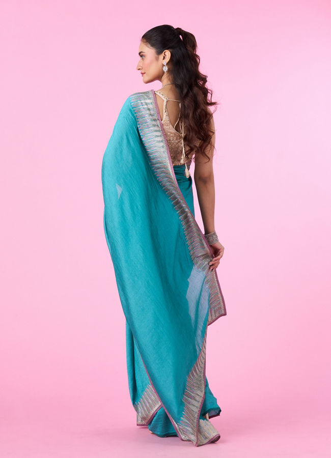 Mohey Women Aqua Elegance Art Silk Saree