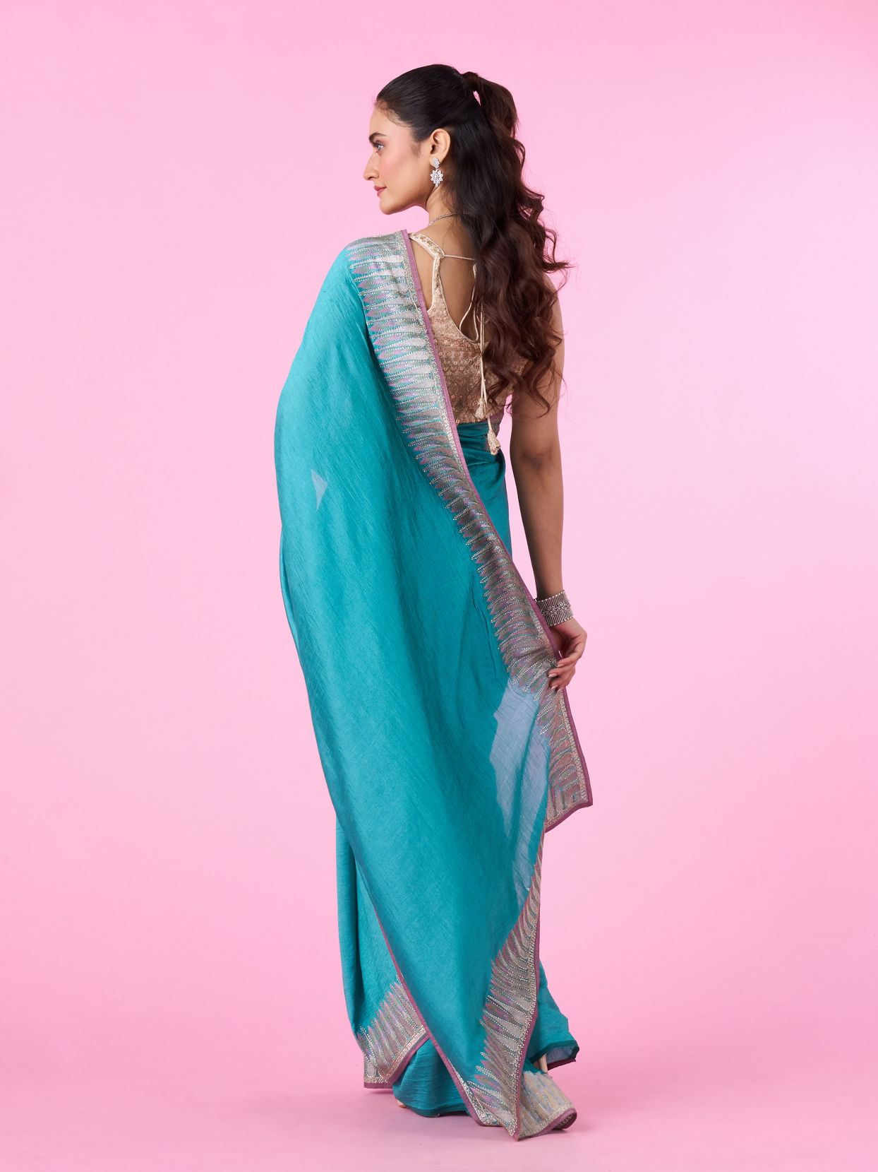 Mohey Women Aqua Elegance Art Silk Saree